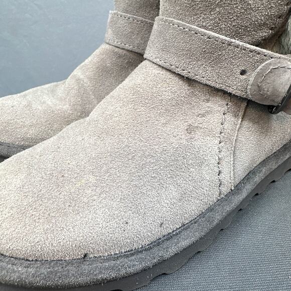BEARPAW Koko Boot 8 Gray Fog Suede Faux Fur Sherpa Winter Comfort Slip On Y2K - Picture 16 of 16